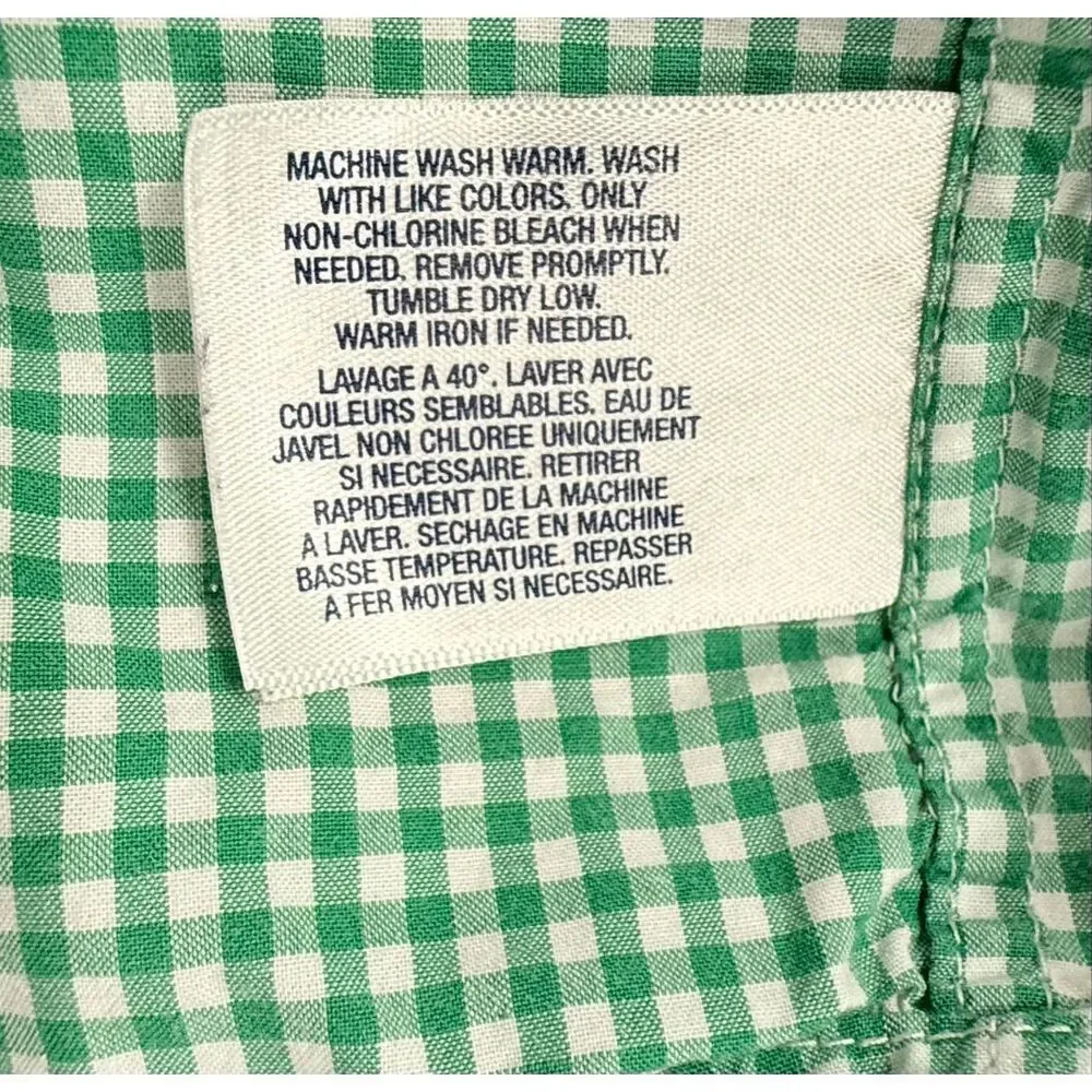 Ralph Lauren Boys Green/White Gingham Check Button Down Shirt Sz. 14-16 Latge